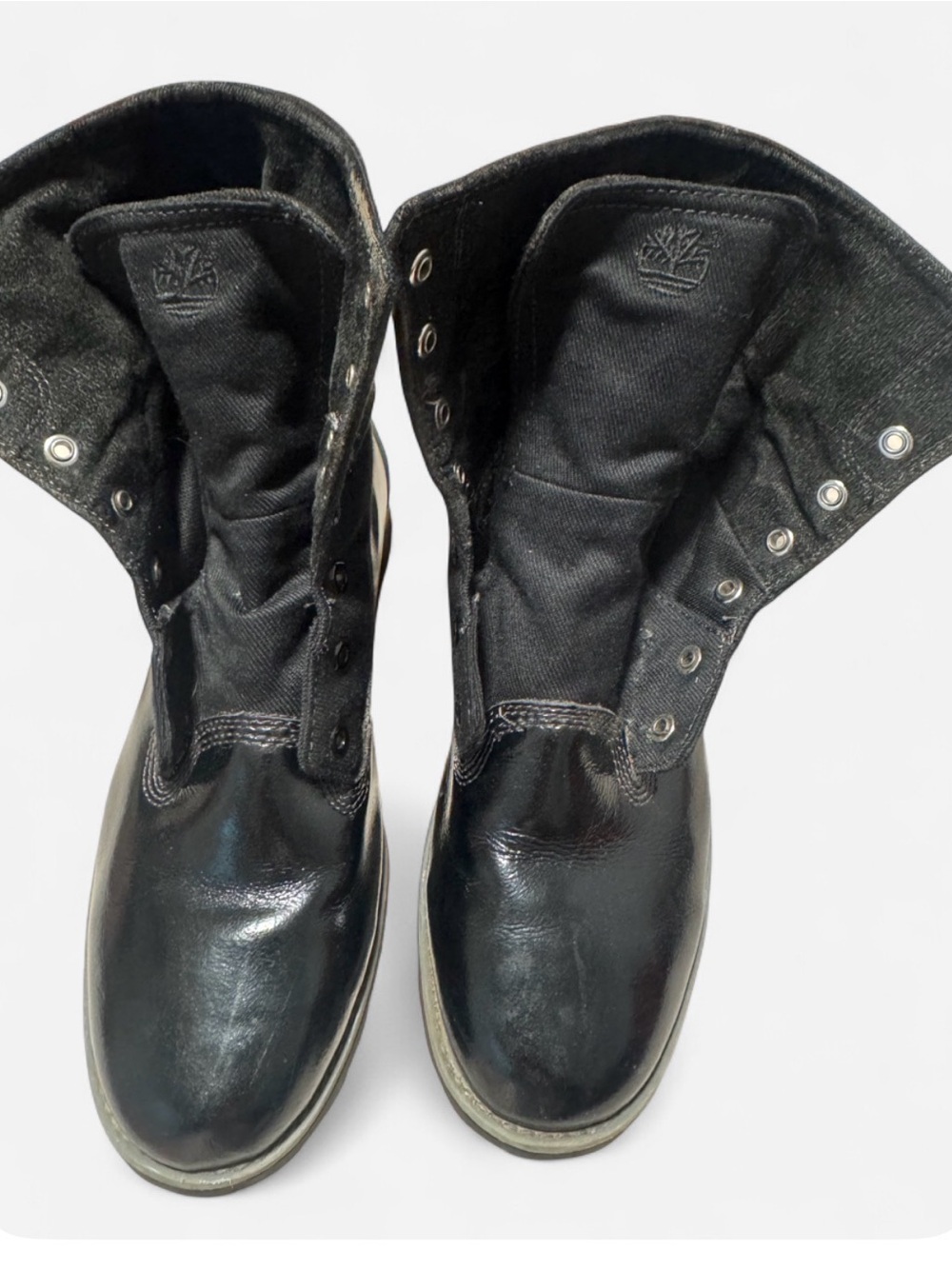Timberland Black Embossed Logo Lace-Up Boots Women